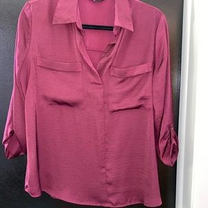Maroon satin dress shirt from Express, size Medium, lightly worn